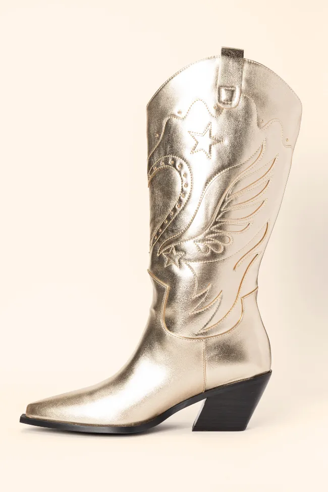 Everlyn Gold Metallic Western Boots SALE Protective Gear Hiking Enthusiast