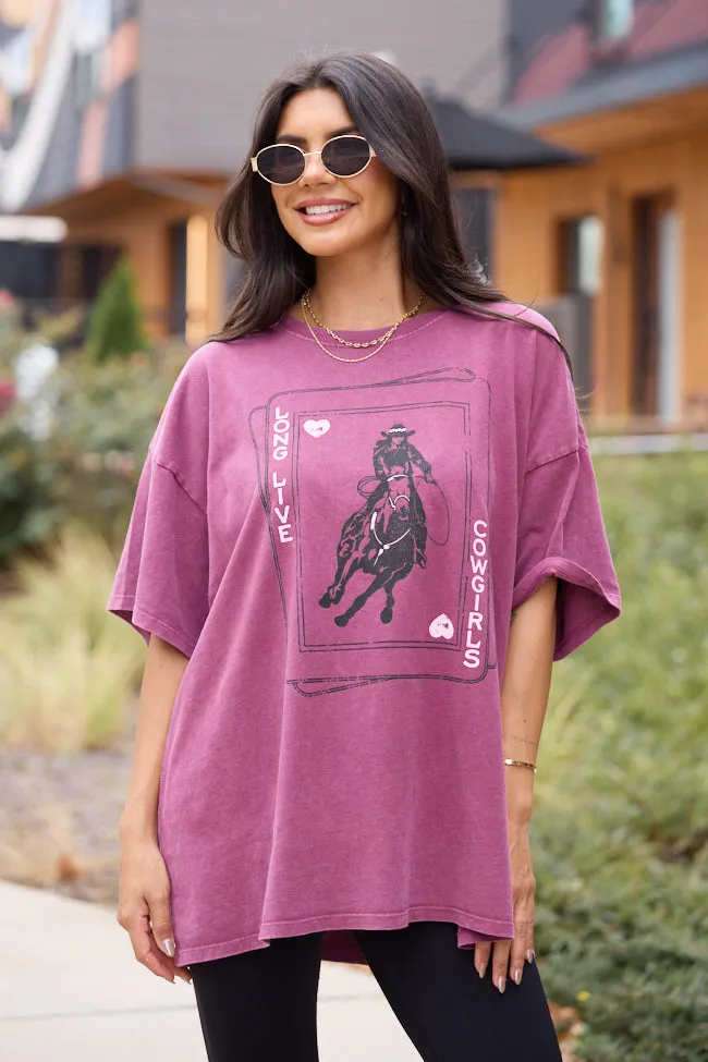 Western Playing Card Dark Cherry Oversized Graphic Tee Casual Design harmonious