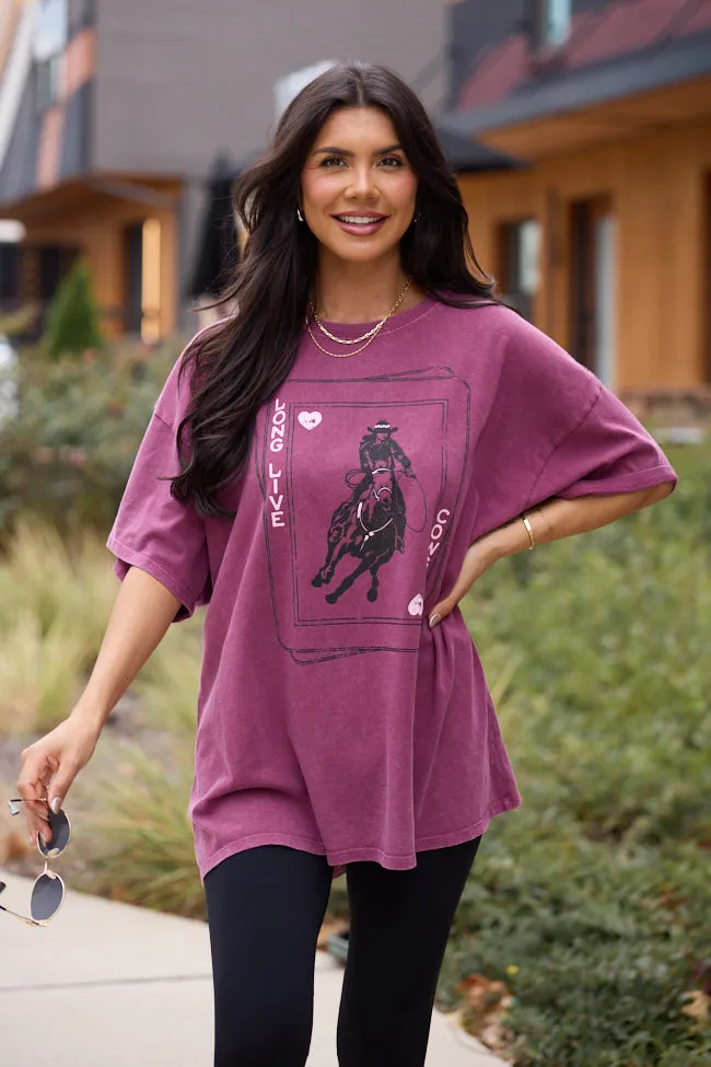 Western Playing Card Dark Cherry Oversized Graphic Tee Essential Layer Unisex Core