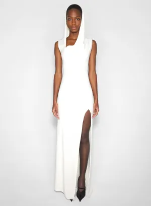 All-Season Comfort sweet moment white hooded sleeveless gown