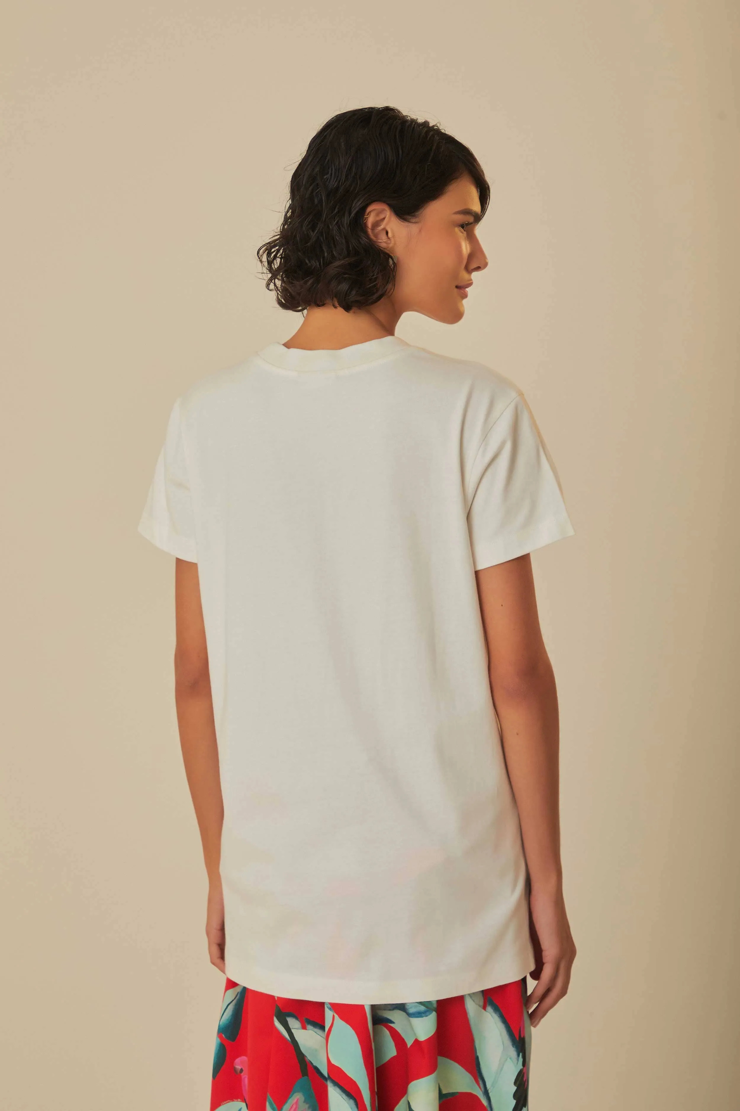 White Welcome To The Tropics Organic Cotton T-Shirt Comfortable All Day Wear