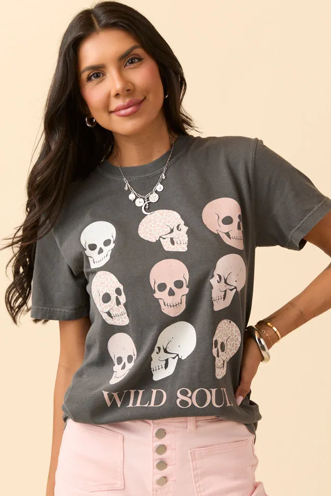 Wild Soul Skull Icons Dark Grey Graphic Tee SALE Breathable mesh