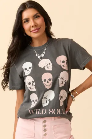 Wild Soul Skull Icons Dark Grey Graphic Tee SALE Breathable mesh