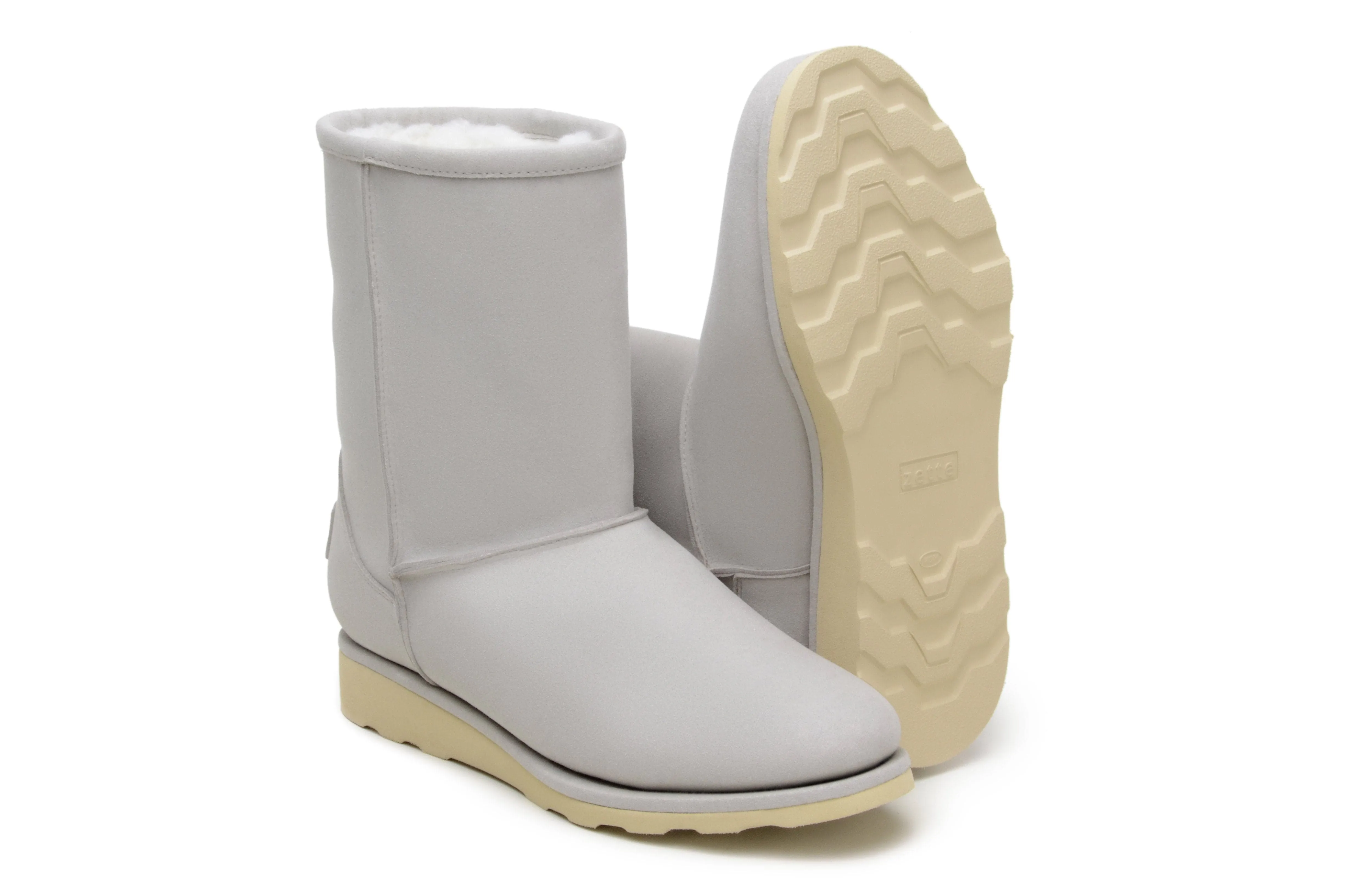 'Willow' high-quality fur-lined slipper boot - silver Warm Interior High Traction Snow Trekker
