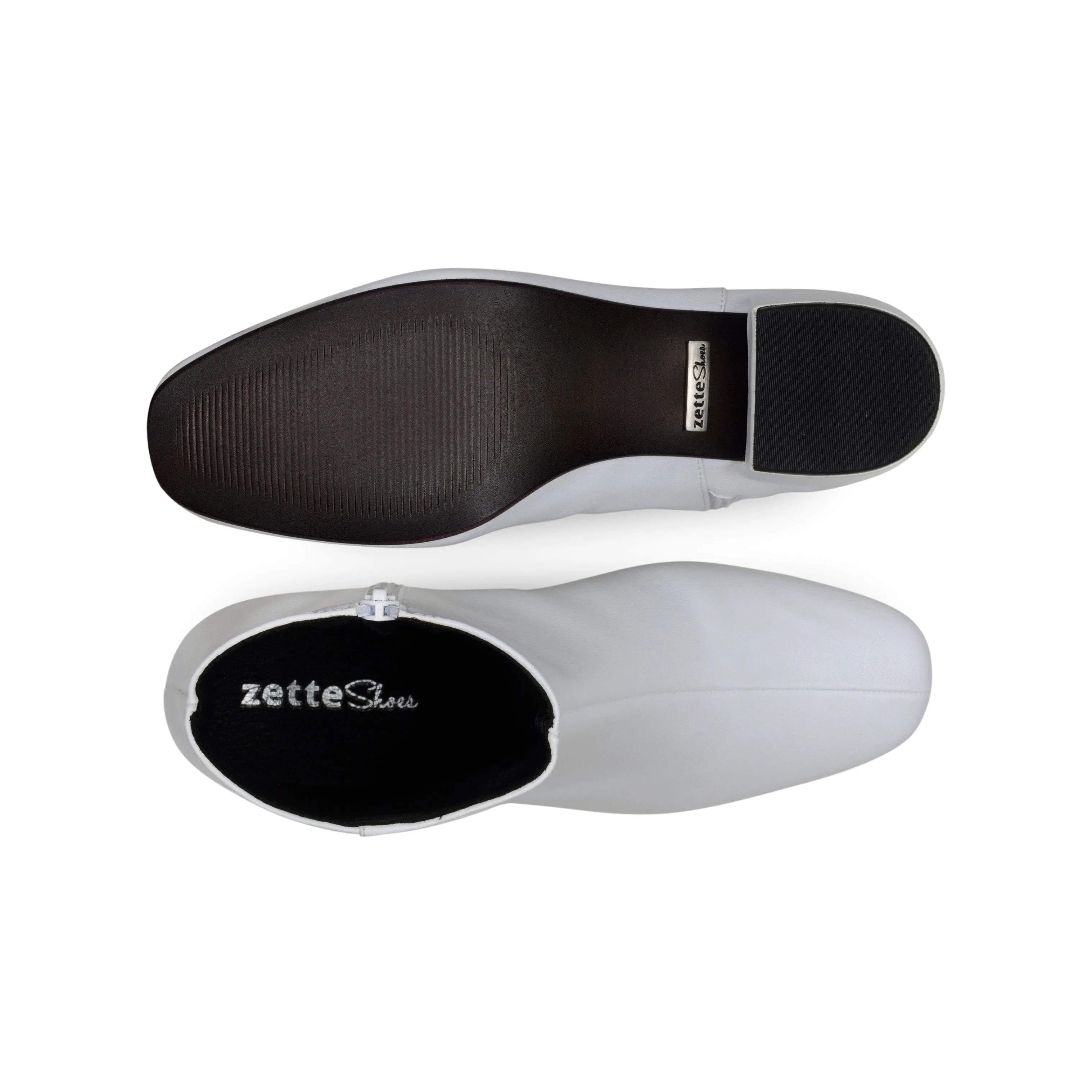 'Jacqui' corn-leather ?? ankle boot by Zette Shoes - white Square Toe