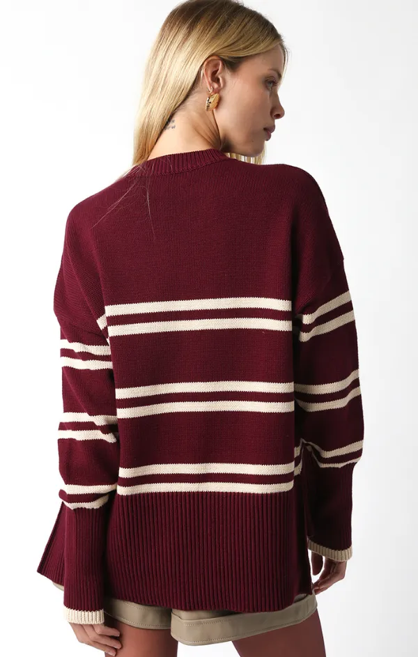 Wine Stripe Sweater Neutral Fit