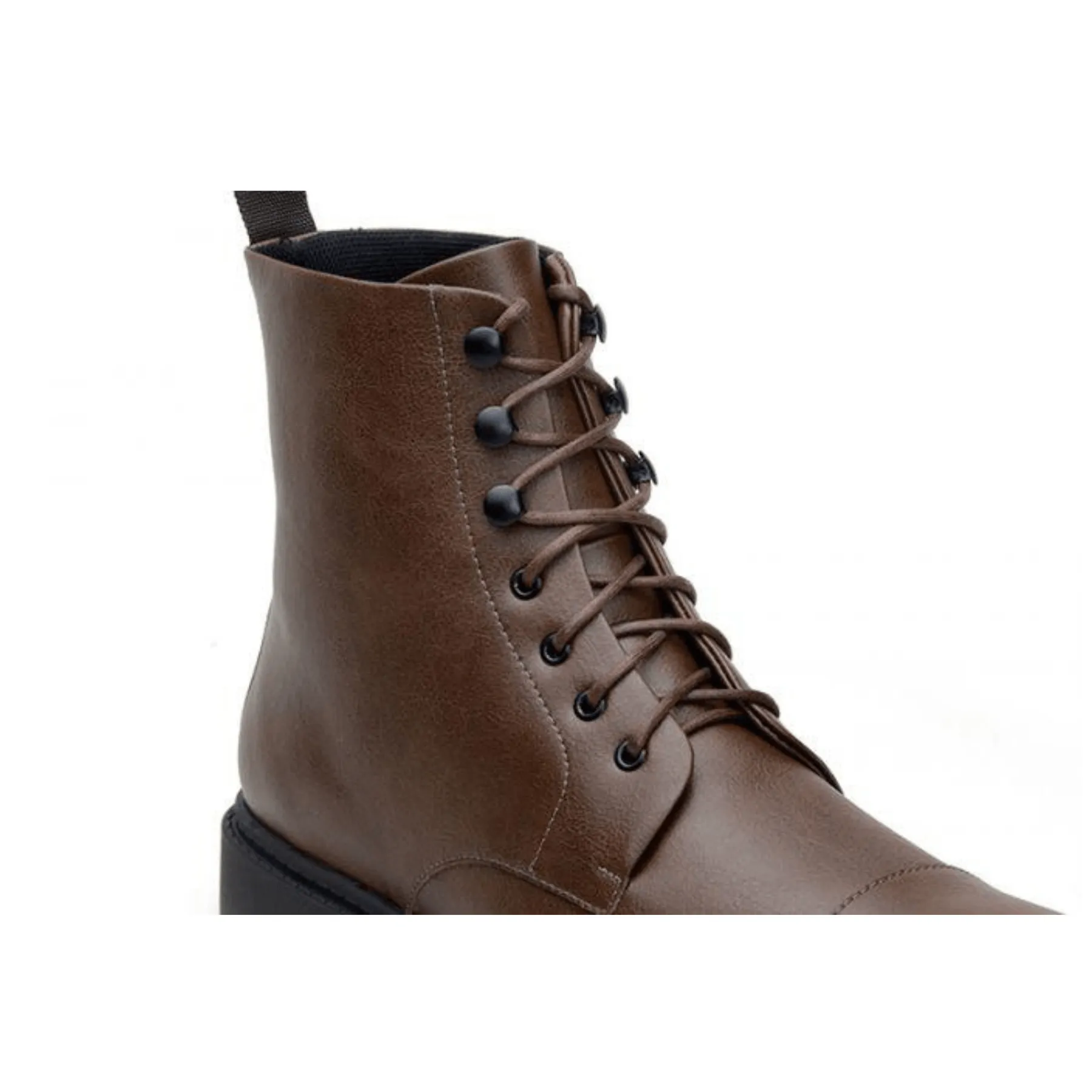 Contoured Heel Cup Waterproof Windy Weather 'Work Boot 2.0' Vegan Lace-Up Boot by Ahimsa - Cognac
