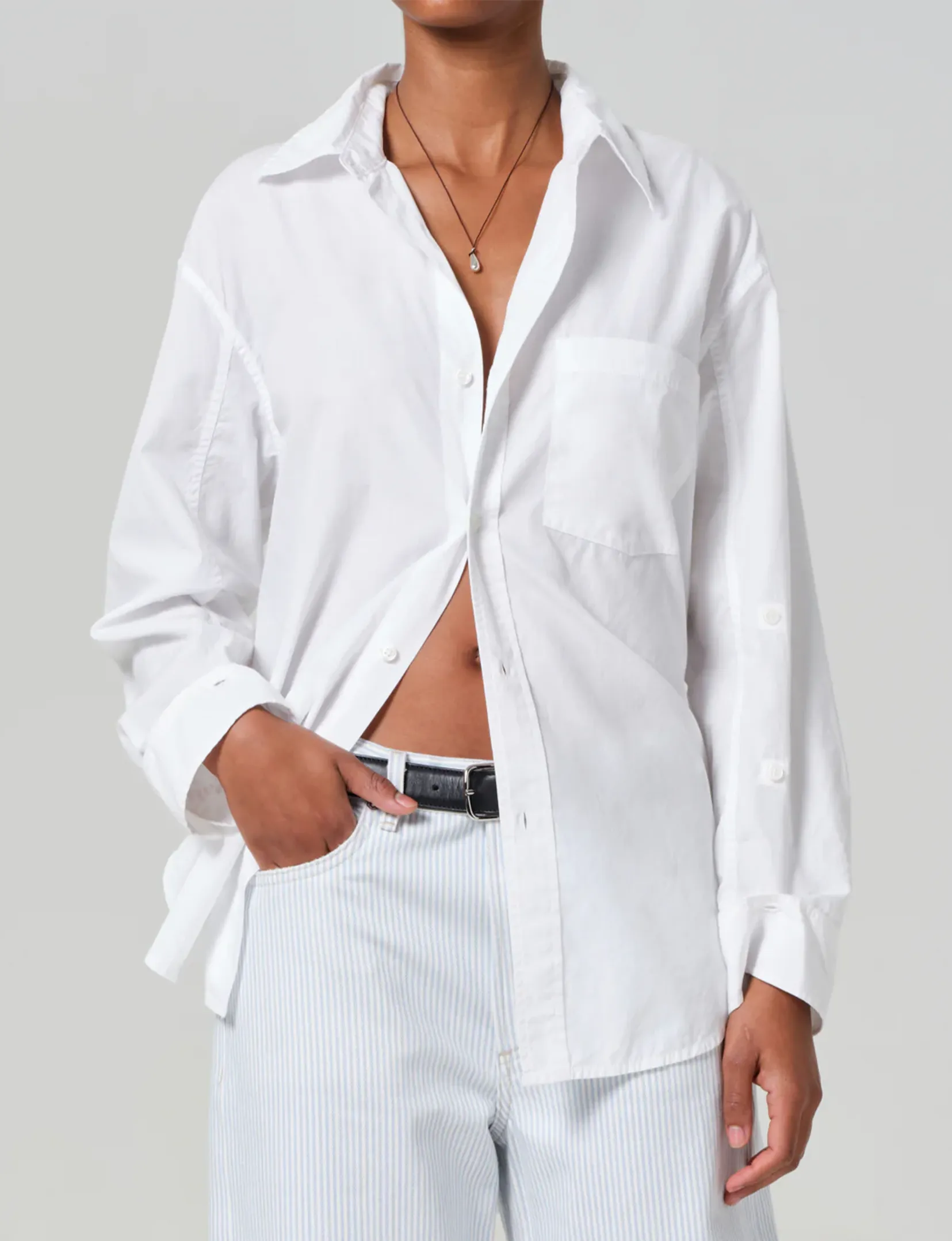 Kayla Shirt, Optic White Scoop neck femininity Complementary Colors