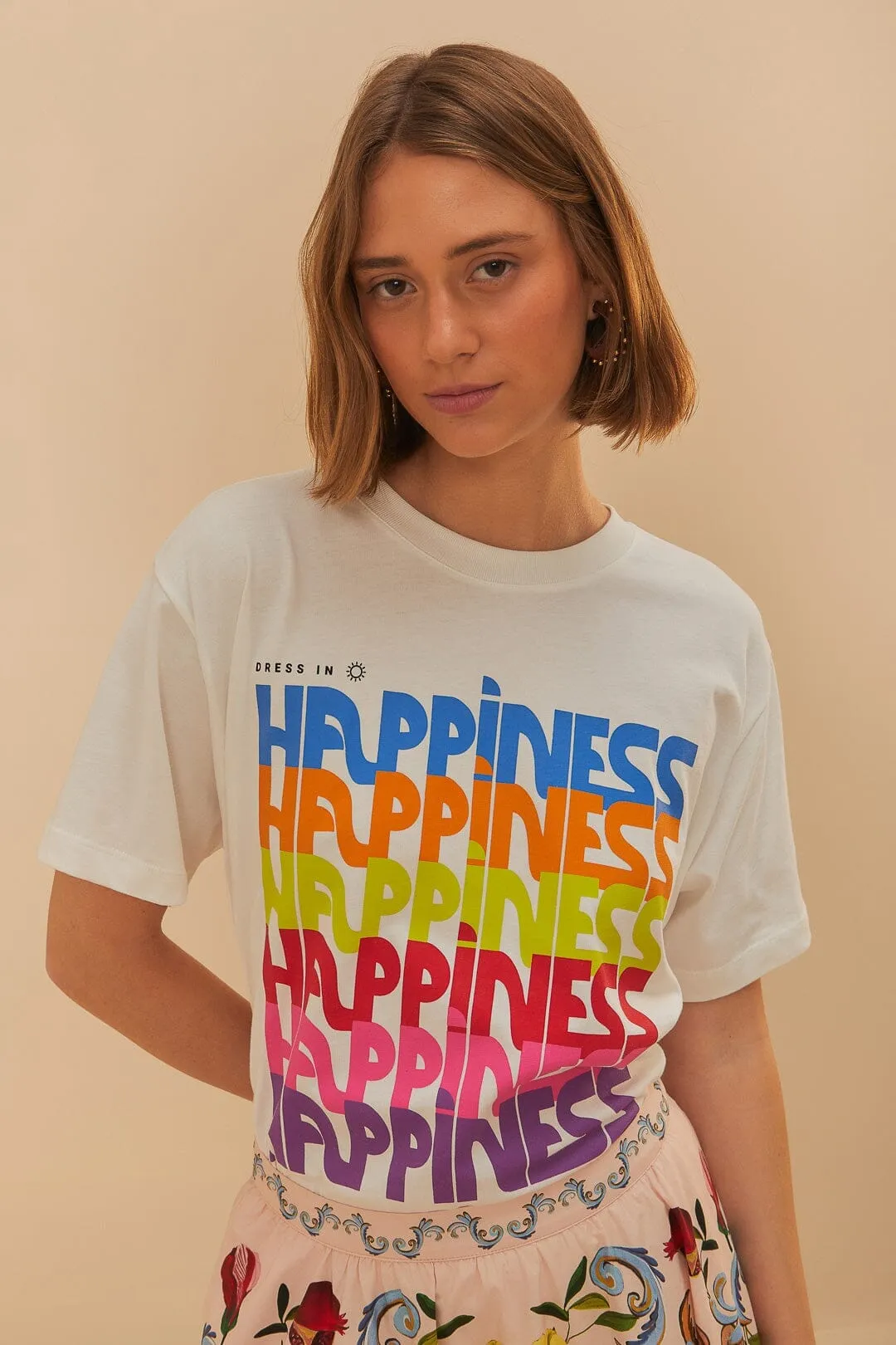 Off-White Dress In Happiness Relaxed T-Shirt Comfy Stretch