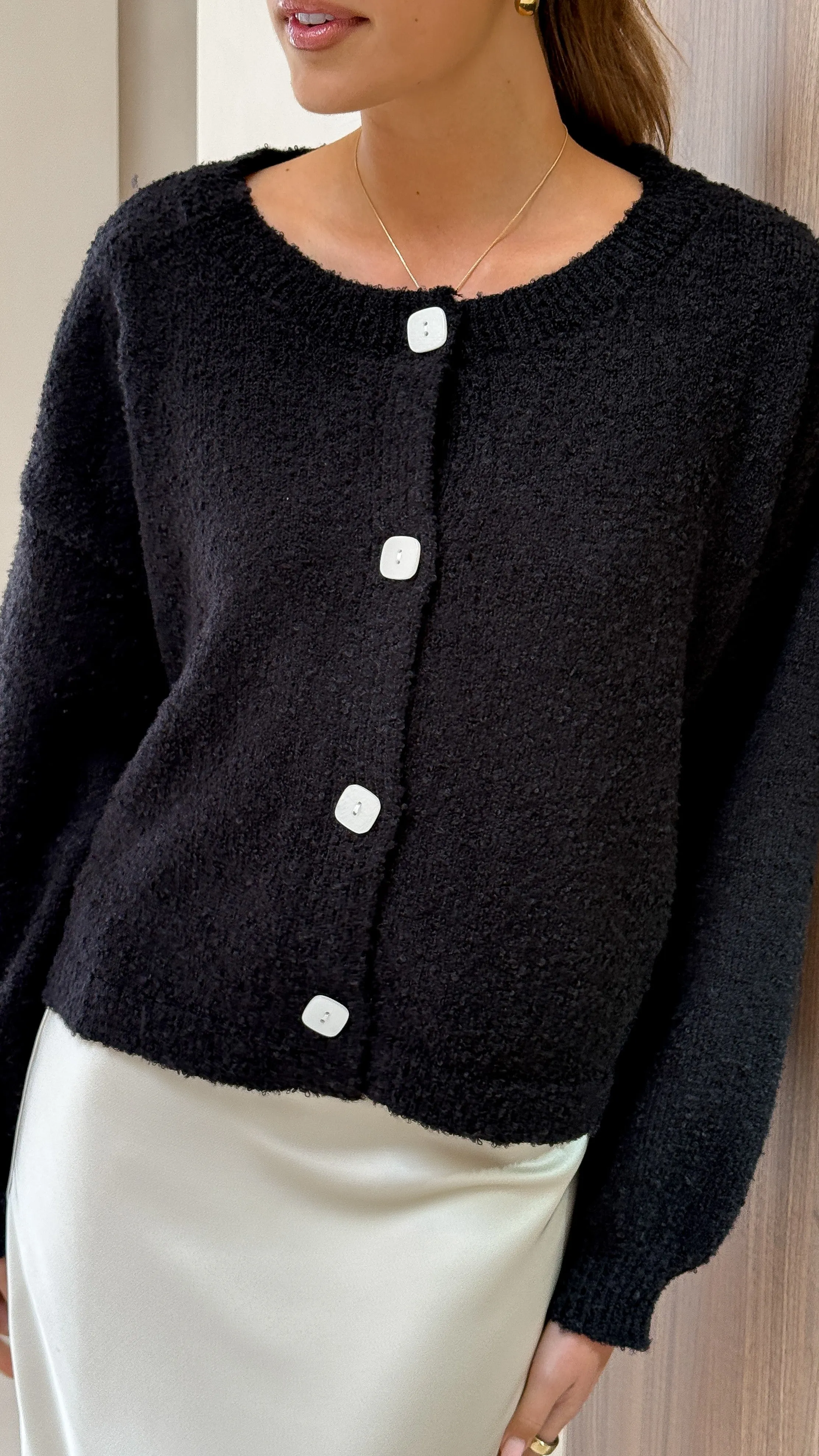WaterRepellent Finish Zelara Knit Cardigan - Black