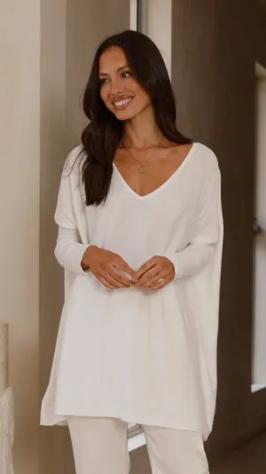 Amalia Knit Top - White Quick Fit Hypoallergenic Fiber Blend