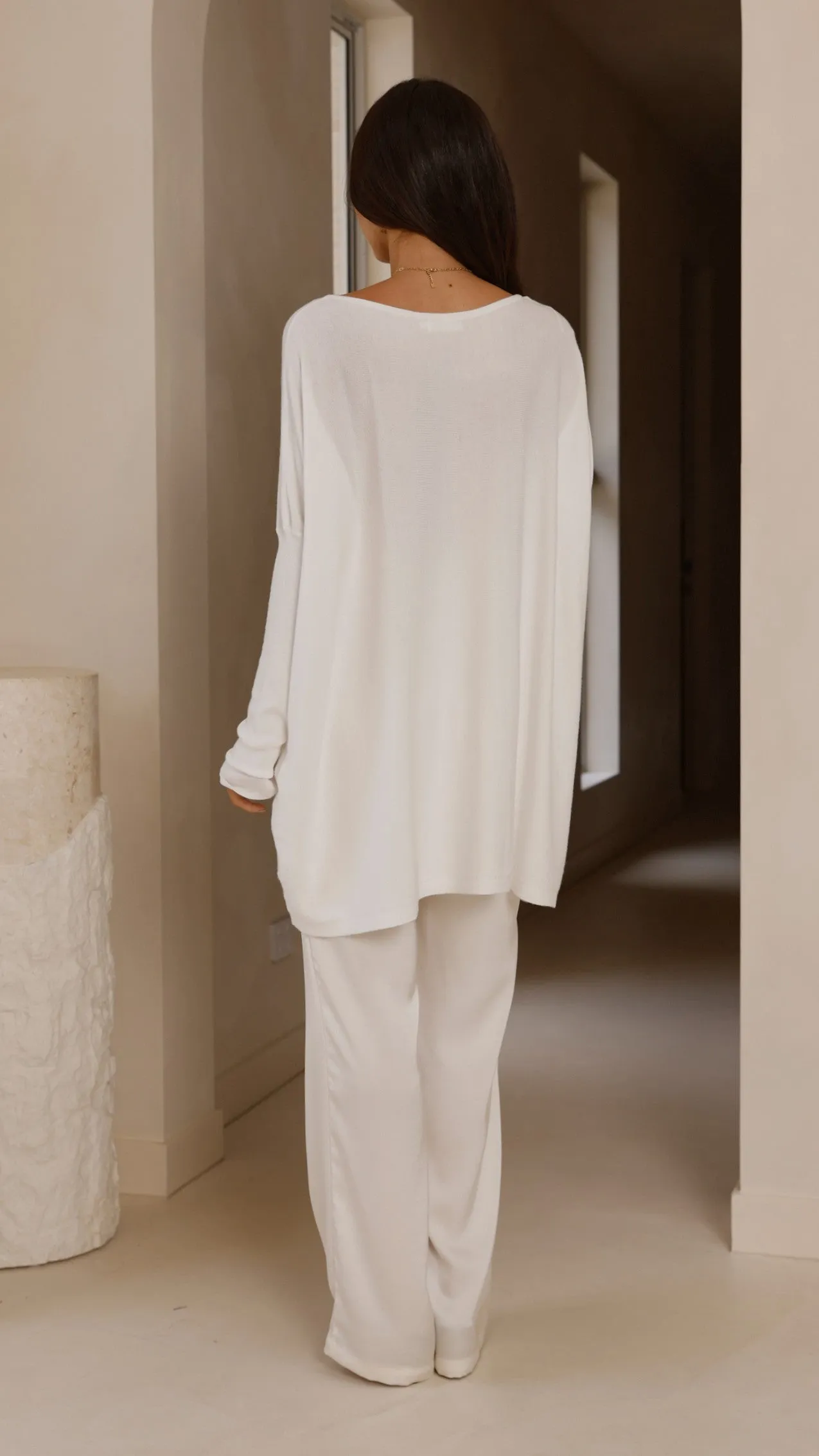 Flatlock Seam Construction Amalia Knit Top - White