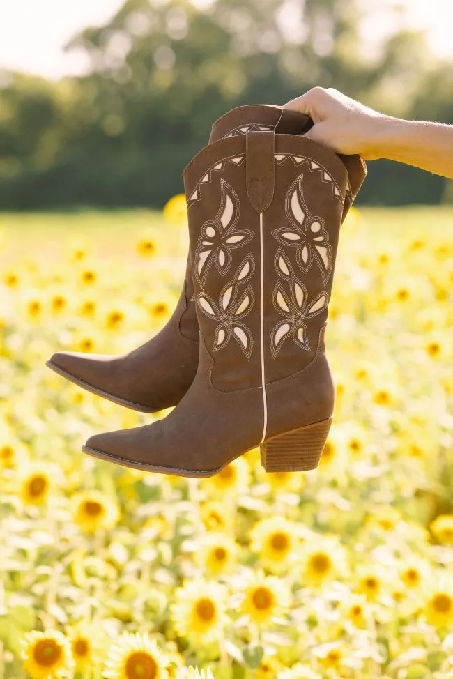 Nordic Calm Zinnia Brown Cutout Cowboy Boots