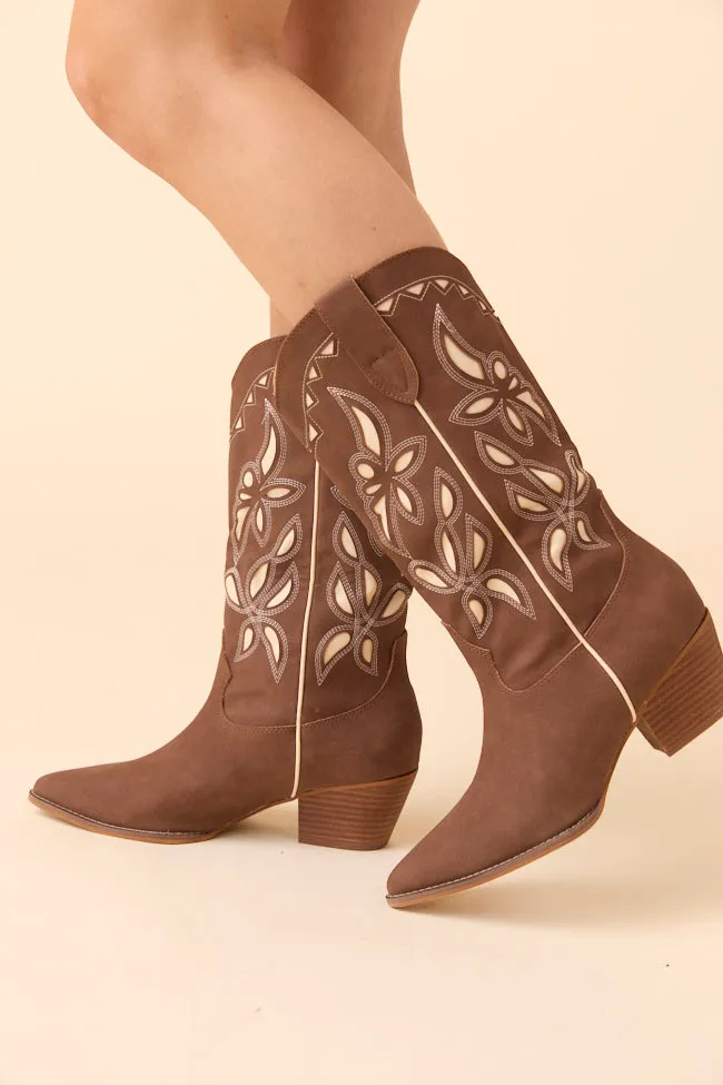 Anti blister Zinnia Brown Cutout Cowboy Boots