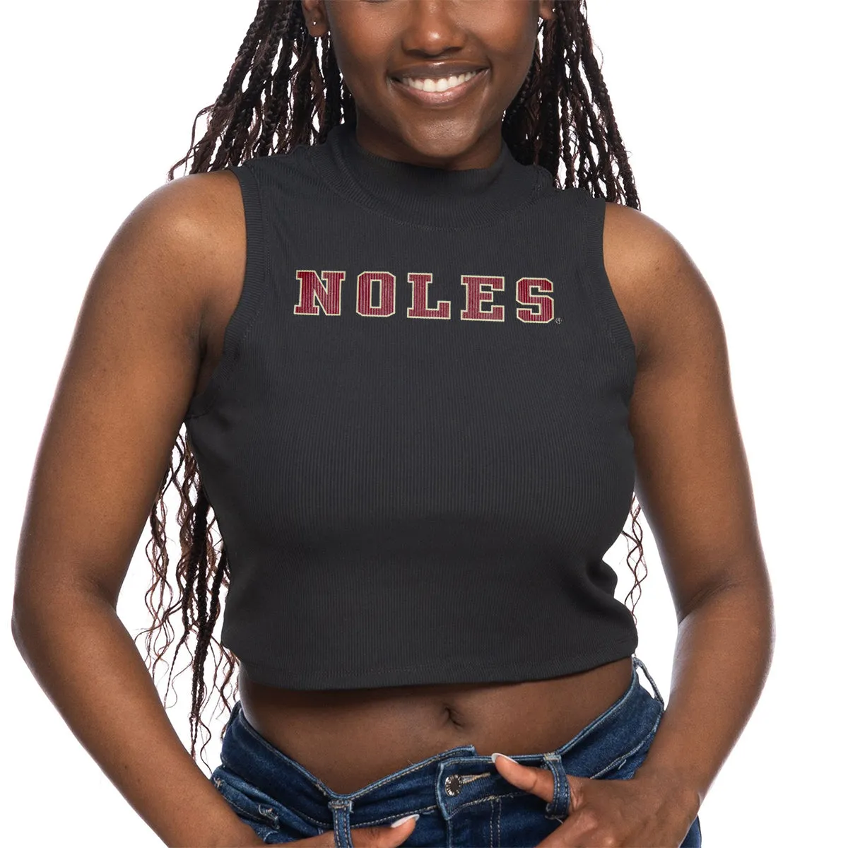 Air Flow ZooZatz Women's Noles Mock Neck Crop Tank - Black