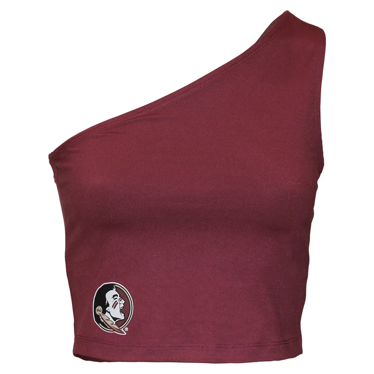 ZooZatz Women's Seminole Logo One Shoulder Crop Tank - Garnet Quick Wash Layer Ready
