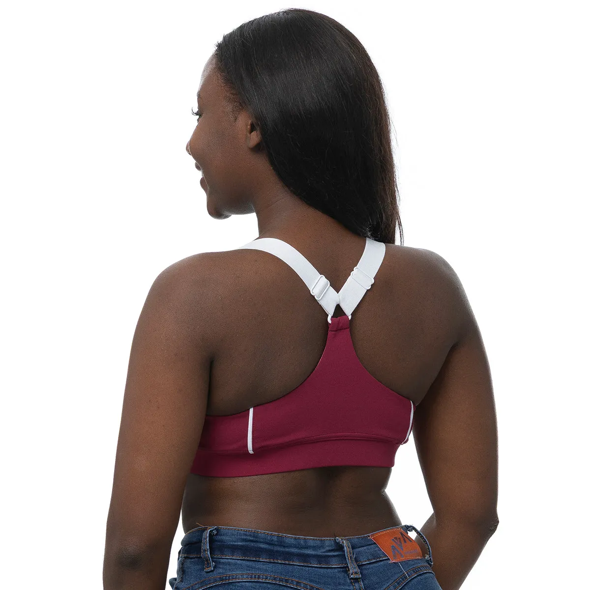 High Strength Thread Tagless Labeling ZooZatz Women's Seminole Logo Sport Bra - Garnet