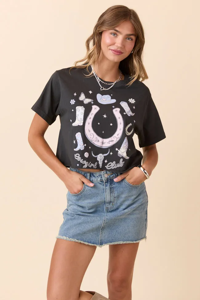 Zutter Cowgirl Club Black Graphic Tee All-day Comfort